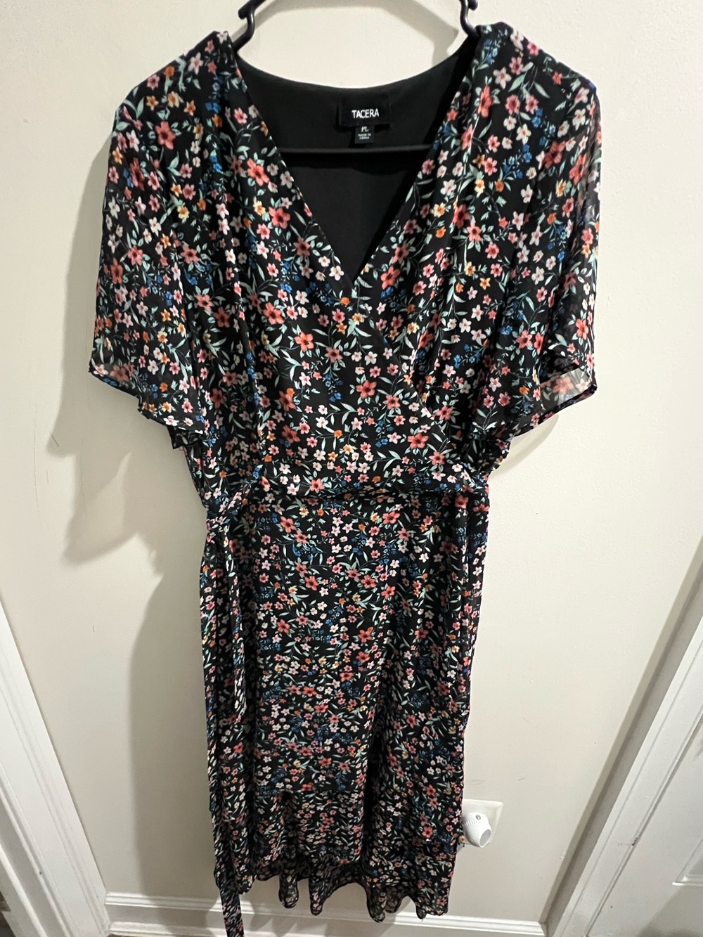 Black Floral Wrap Dress
